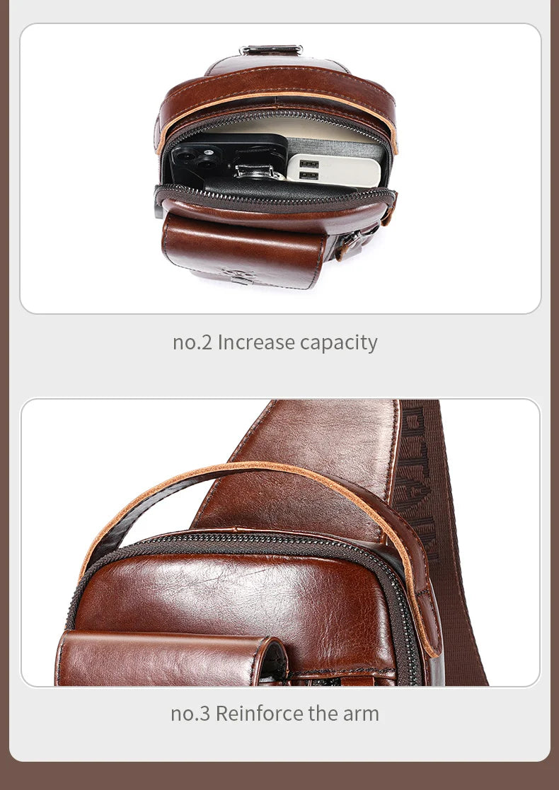 Waxed Canvas Chest Bag — Multi-Pocket Crossbody Sling for Travel