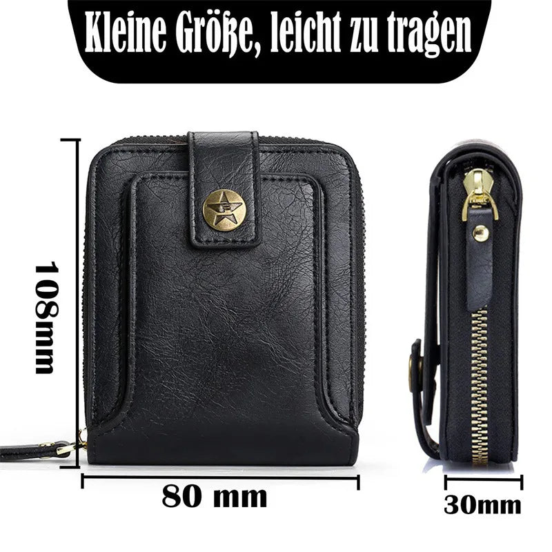 RFID Leather Men's Wallet — Zip Coin Pocket & Card Holder