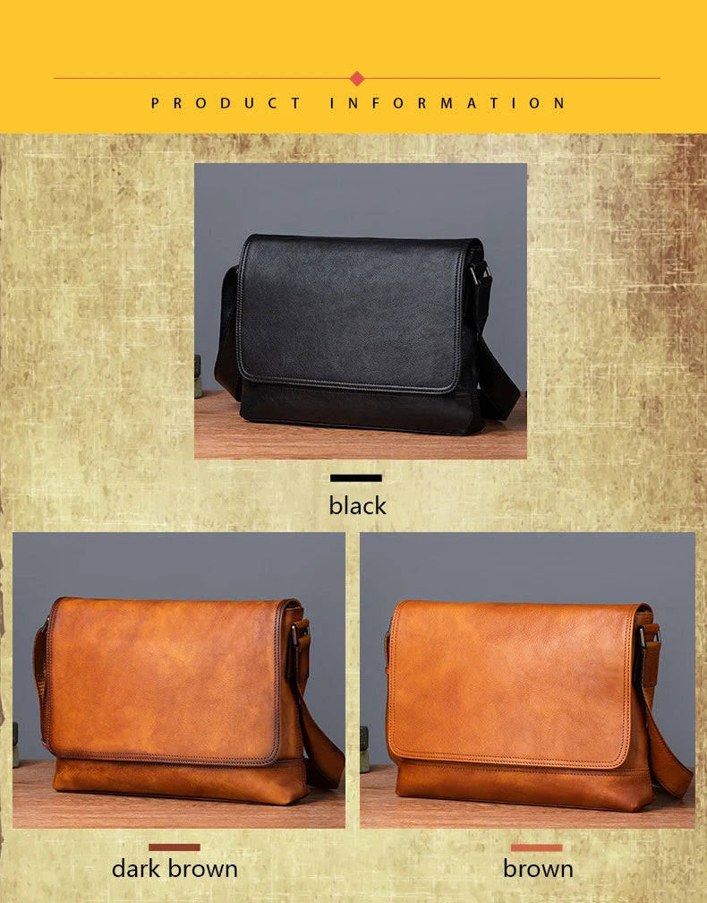 Men's Genuine Leather Briefcase – Large Capacity Shoulder Messenger Bag