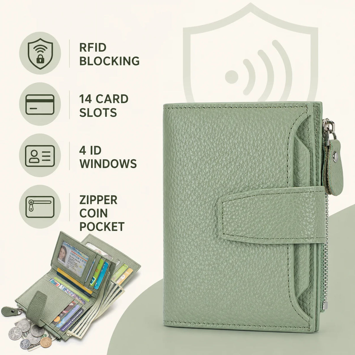 Women's Large-Capacity RFID Leather Wallet