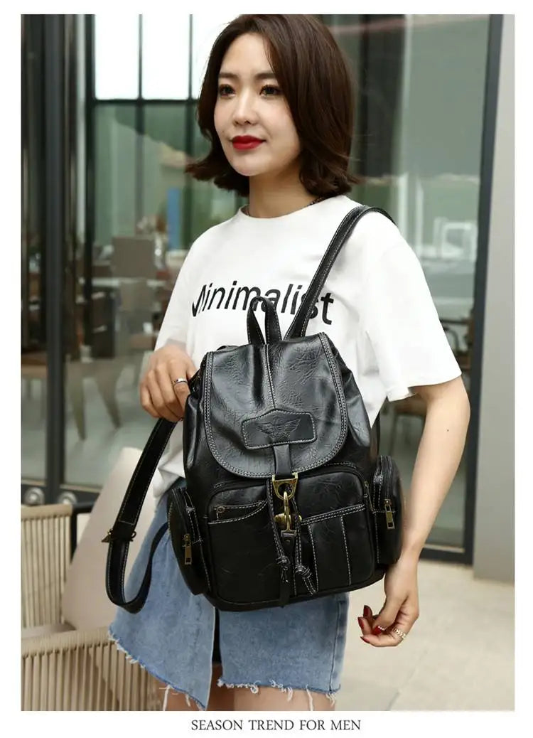 Retro Casual Travel Backpack — Waterproof Foldable Polyester Rucksack