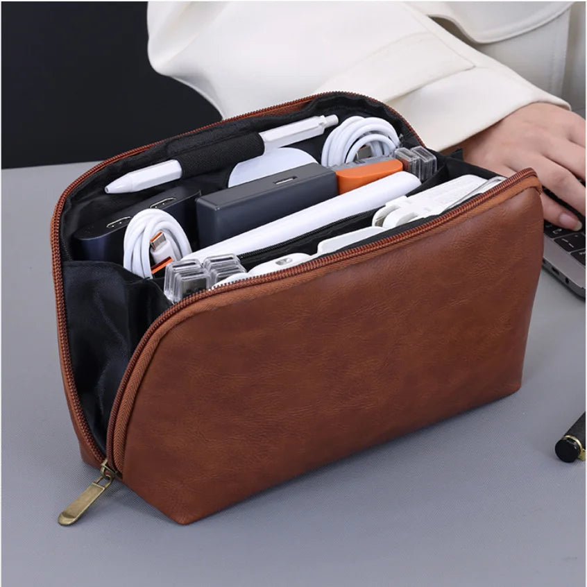 Northbound Tech Pouch — Large Leather Cable Organiser Bag