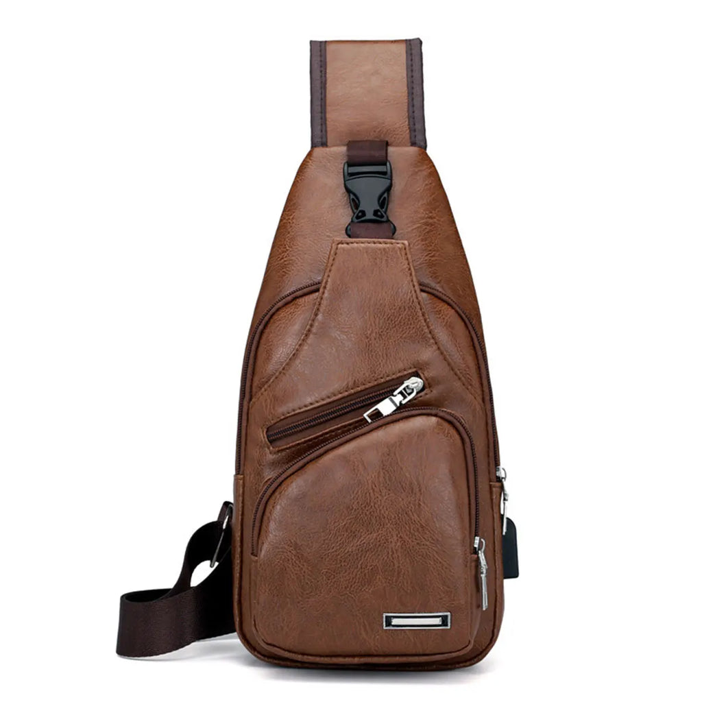 PU Leather Crossbody Bag — Multi-Pocket Outdoor Shoulder Bag