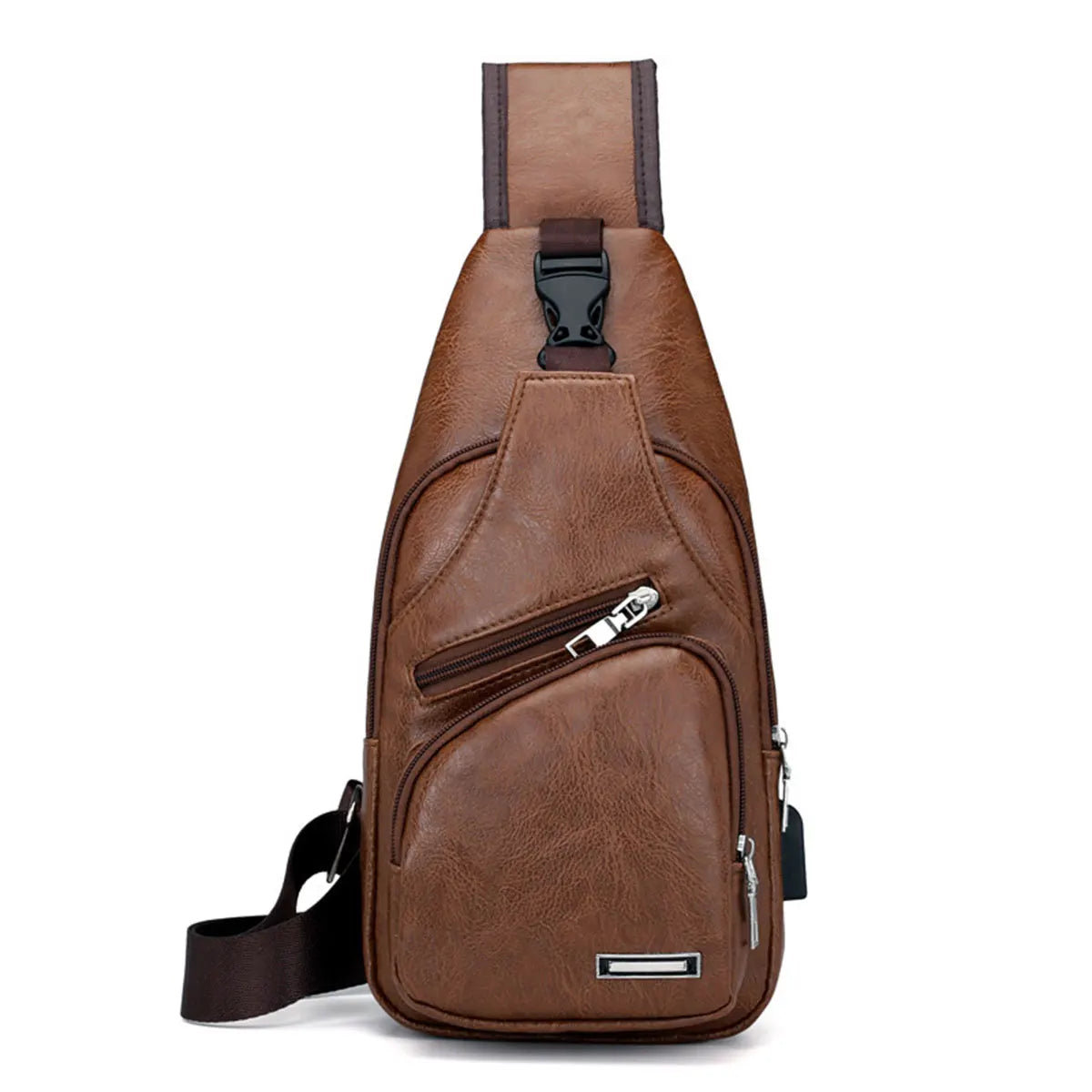 PU Leather Crossbody Bag — Multi-Pocket Outdoor Shoulder Bag