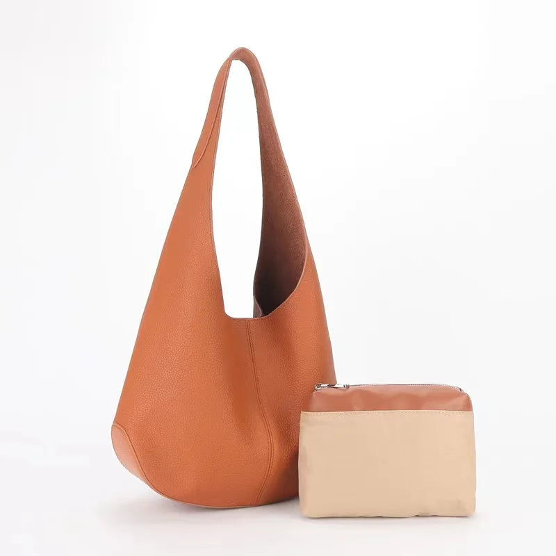Women's Soft Leather Bucket Shoulder Bag