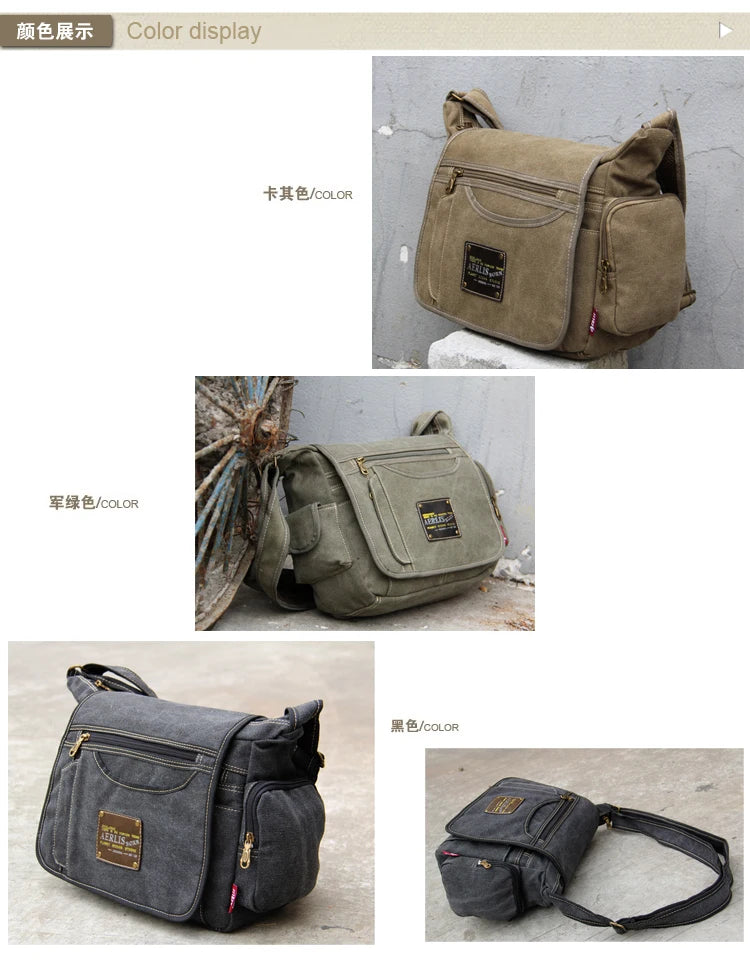 Men's Vintage Canvas Crossbody Bag