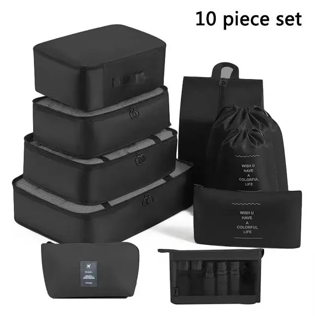 Travel Storage Bags Set – Clothes, Toiletries & Shoes Packing Organisers