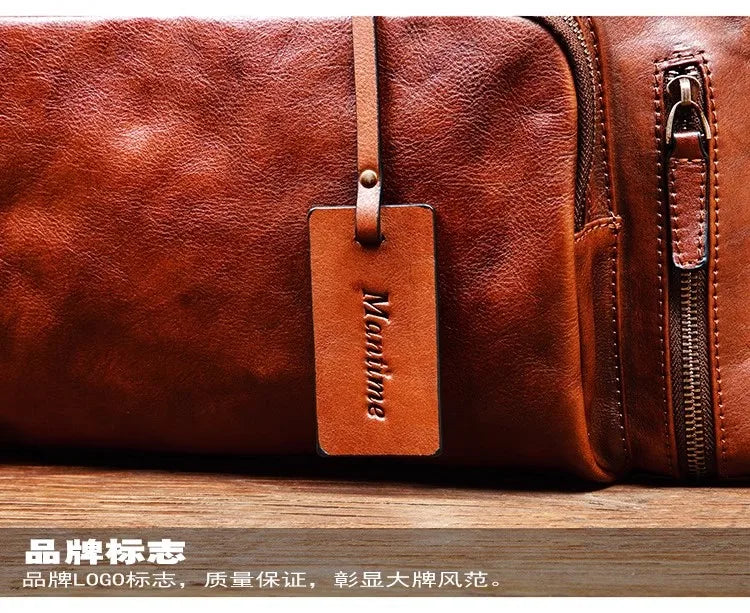 Men's Vegetable-Tanned Leather Travel Bag