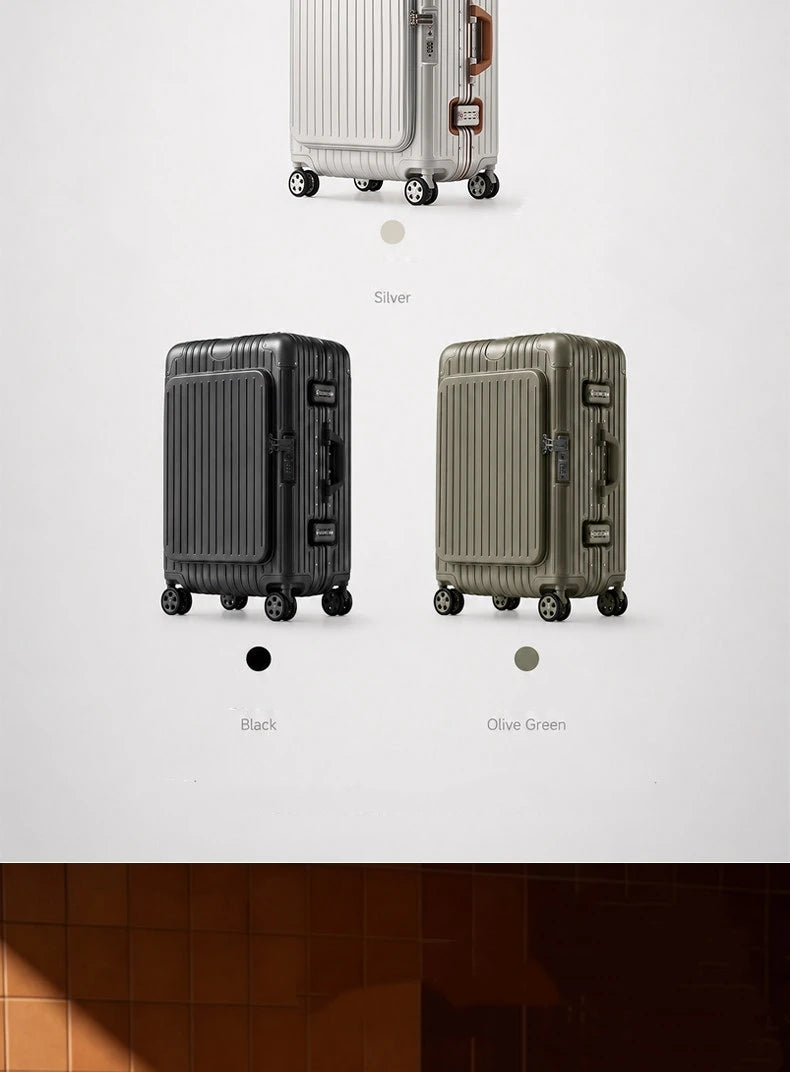 Carry-On Suitcase with Front Pocket — TSA Lock Rolling Luggage 20/24/28"
