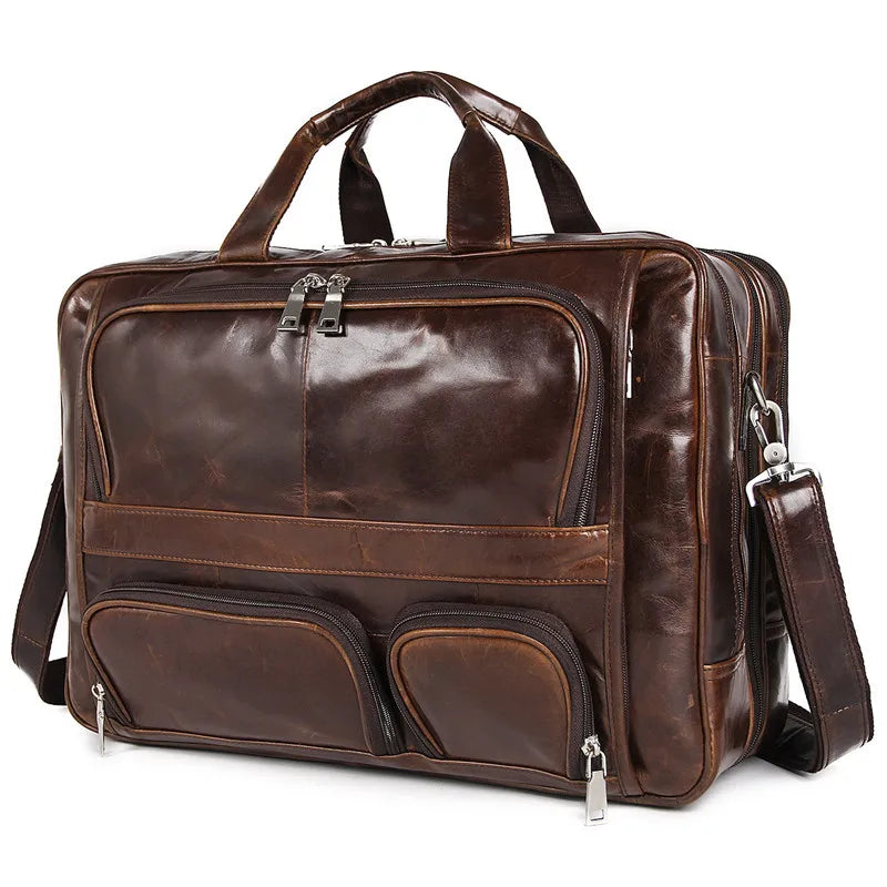 Men's Leather Shoulder Briefcase