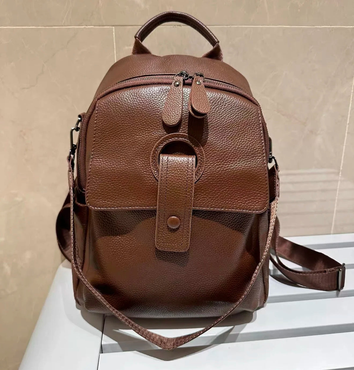 Women's Waterproof Leather Work Backpack