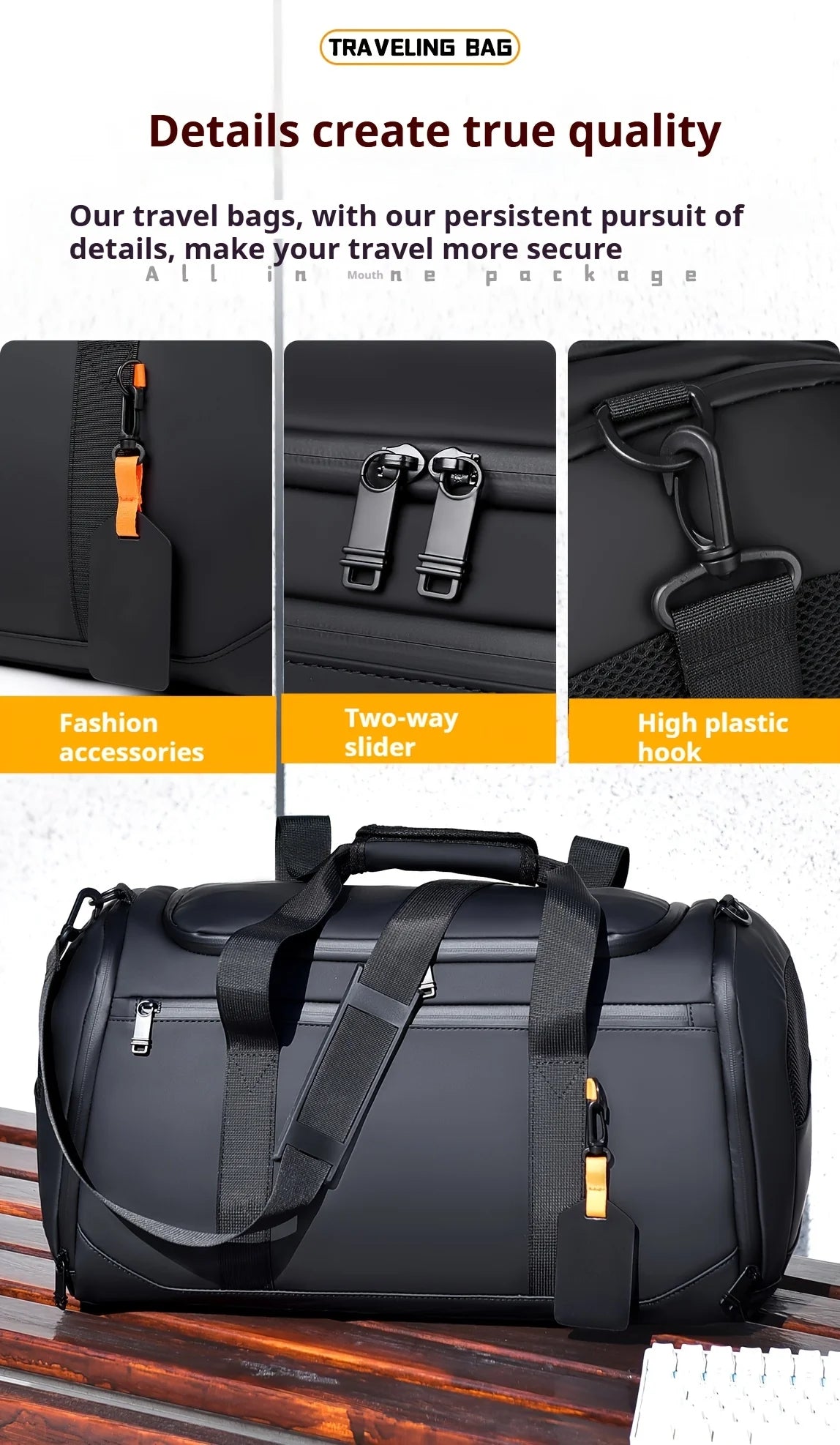 Large Travel Duffel Bag — Sports Gym & Weekend Overnight Bag