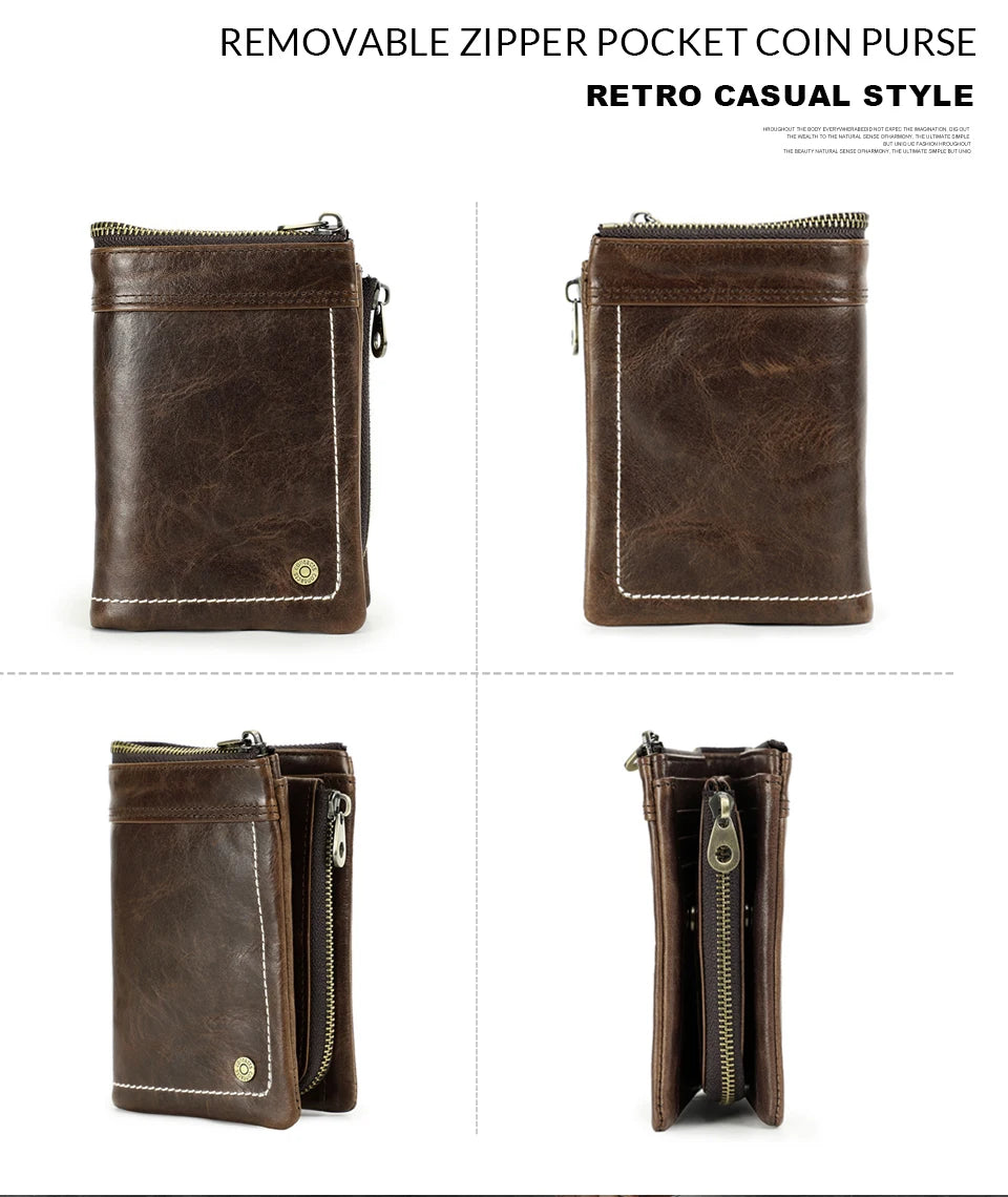 Men's RFID Leather Wallet with AirTag Holder