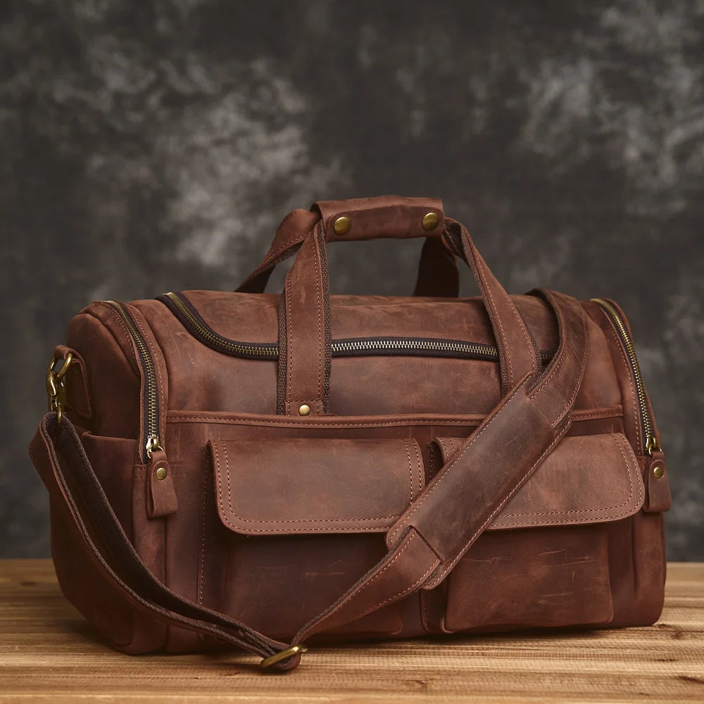 Vintage Leather Travel Messenger Bag