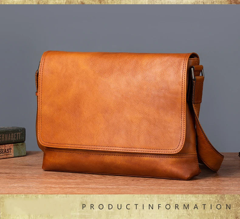 Men's Genuine Leather Briefcase – Large Capacity Shoulder Messenger Bag
