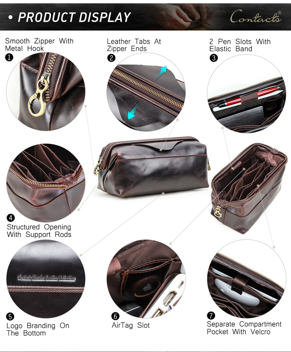 Northbound Travel Tech Clutch — Genuine Leather Cable & Accessory Organiser