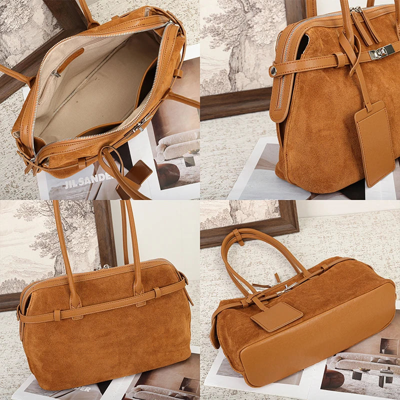 Women's Water-Resistant Suede Leather Tote