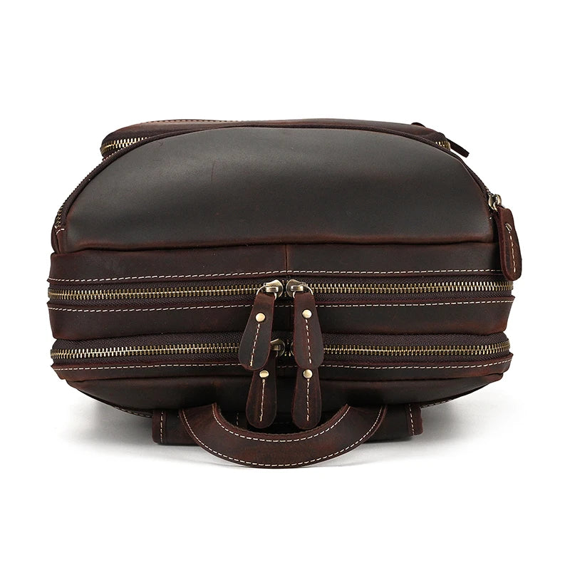 Unisex Vintage Crazy Horse Leather Backpack