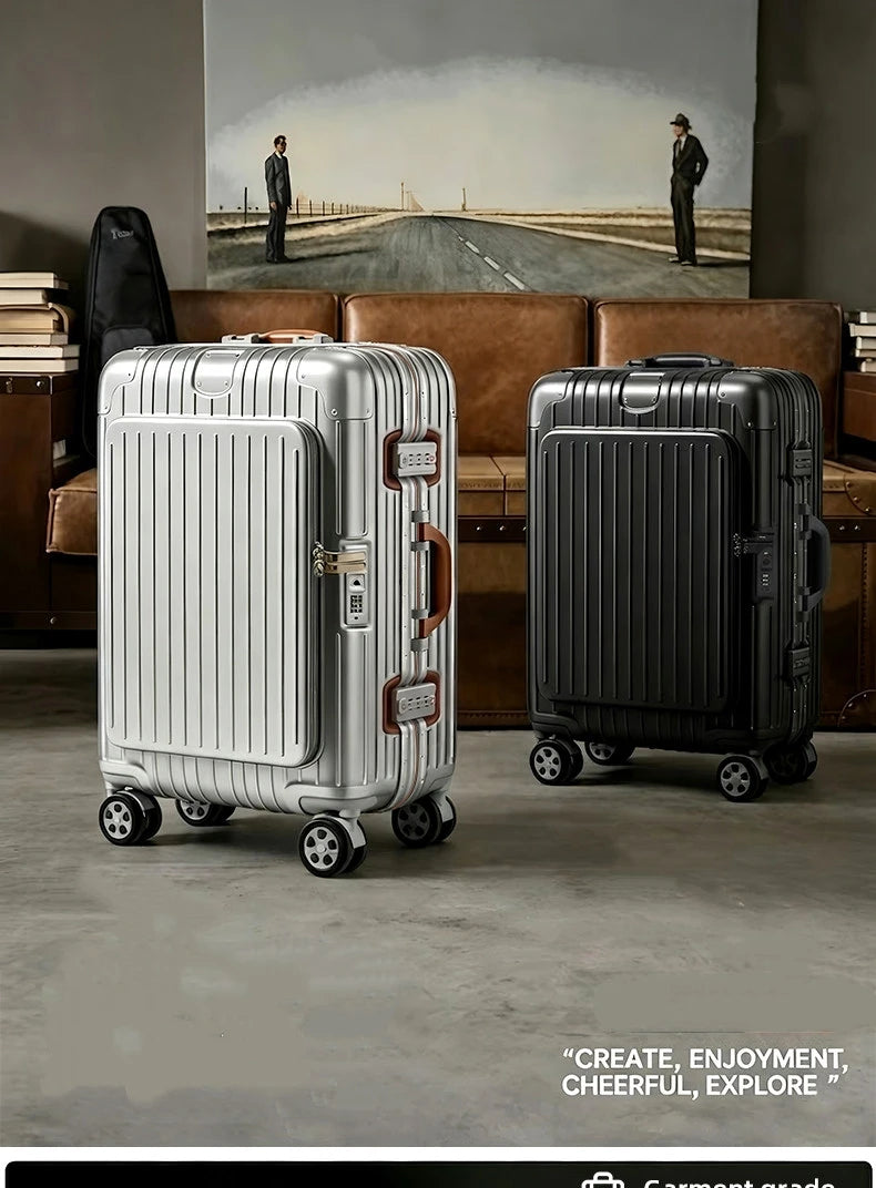 Carry-On Suitcase with Front Pocket — TSA Lock Rolling Luggage 20/24/28"