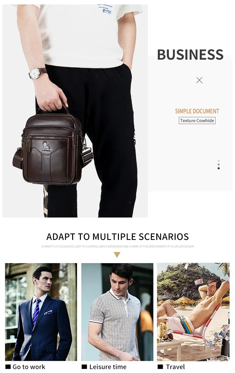 Genuine Leather Crossbody Messenger Bag – Luxury Satchel