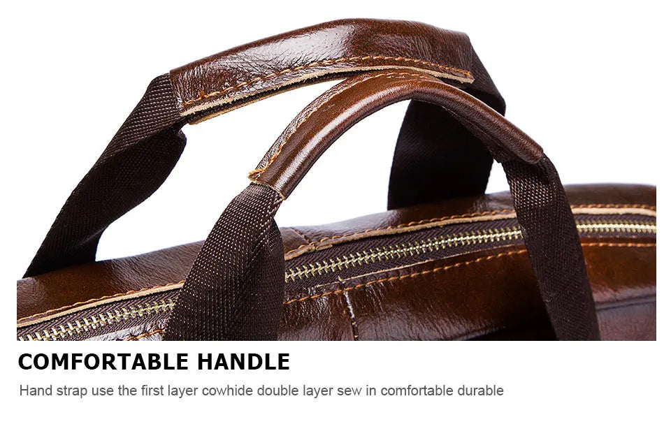 Men's Genuine Leather Briefcase – Laptop & Office Shoulder Bag