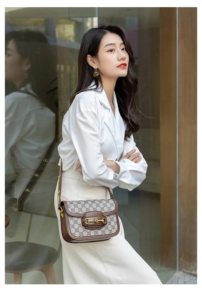 Women's Genuine Leather Saddle Bag – Crossbody Shoulder Bag