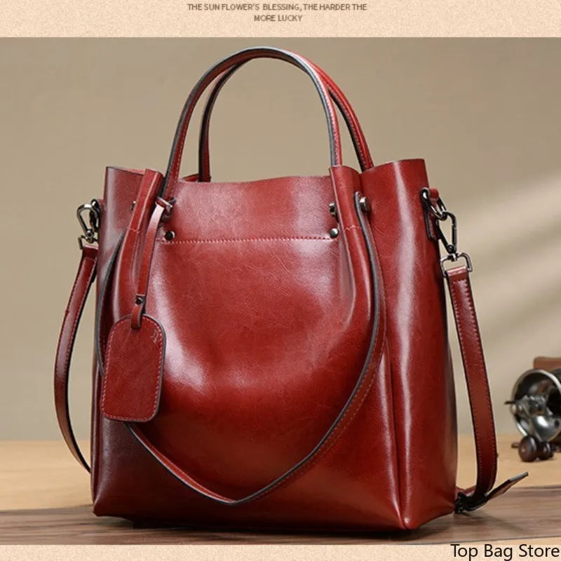Women's Slouchy Waxed Leather Convertible Shoulder Bag