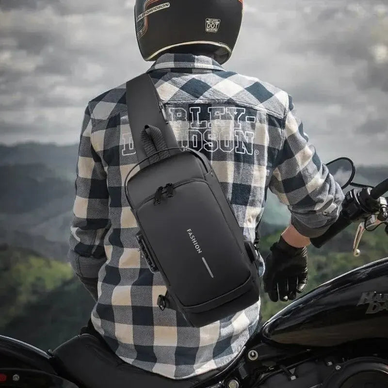 Men's Crossbody Chest Bag — Anti-Theft PU Leather Shoulder Bag