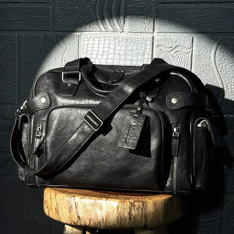 Men's Vegetable-Tanned Leather Travel Bag