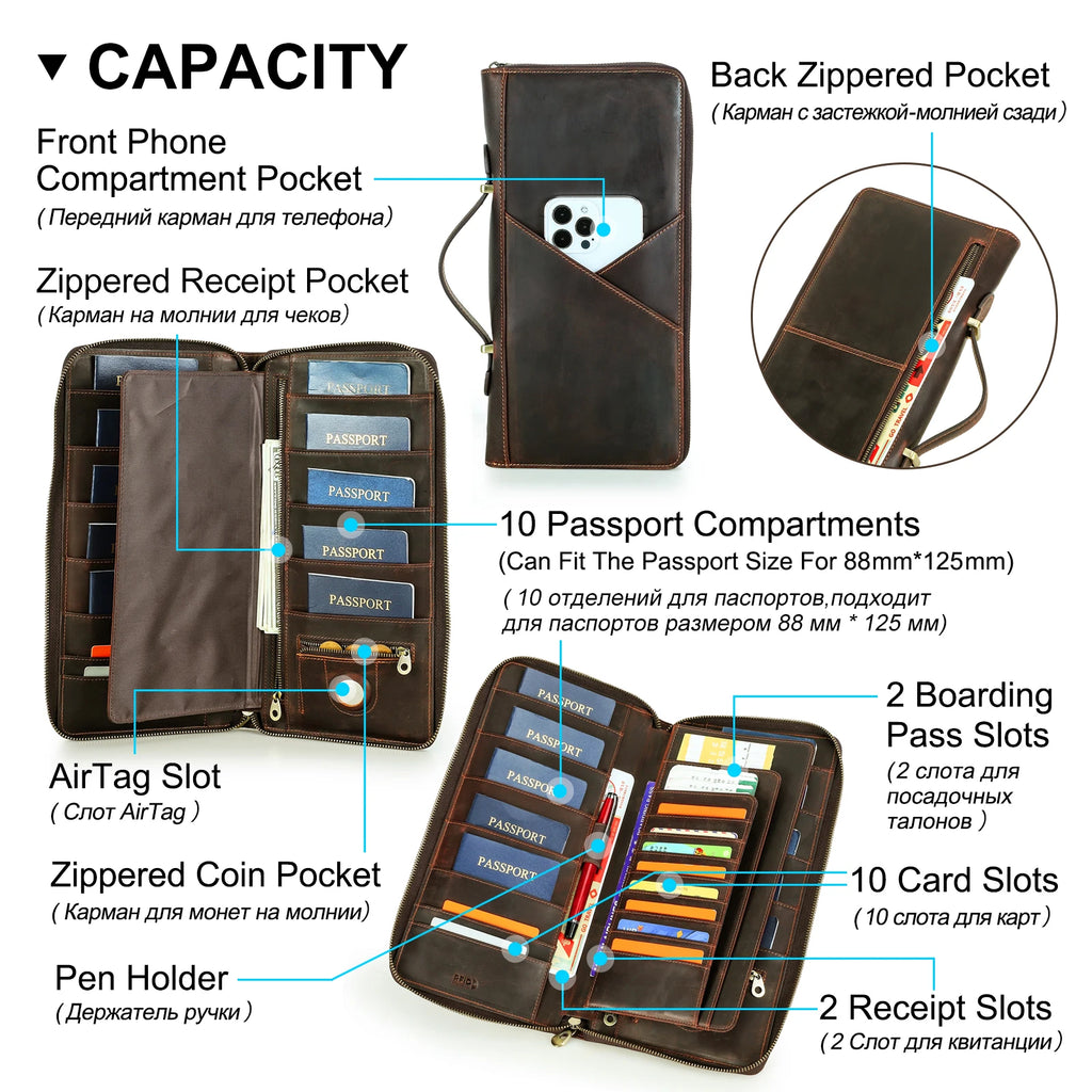 Family Travel Passport Holder – RFID Anti-Theft Document Organiser