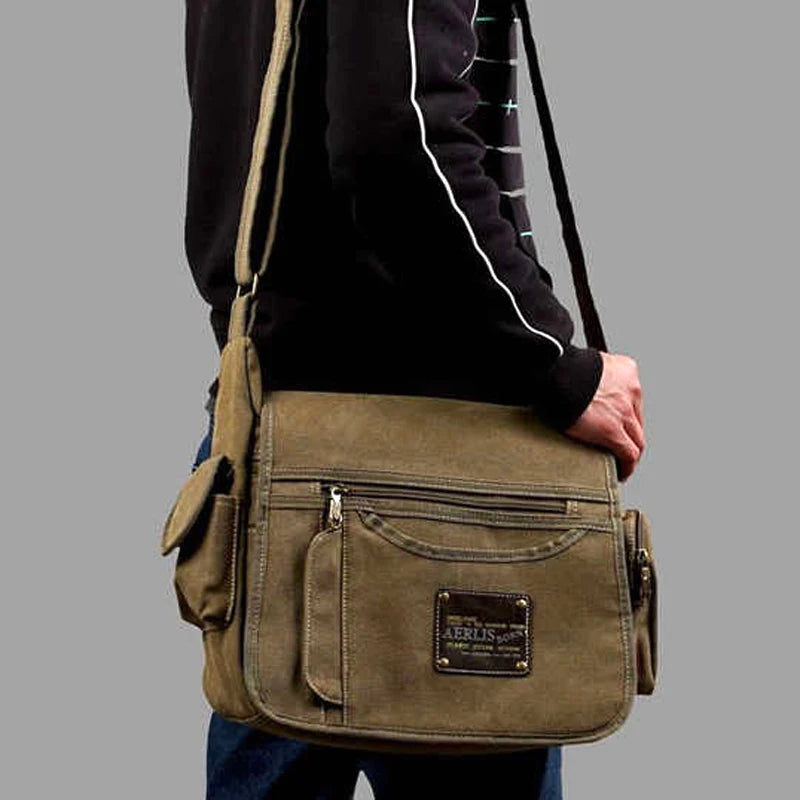 Men's Vintage Canvas Crossbody Bag
