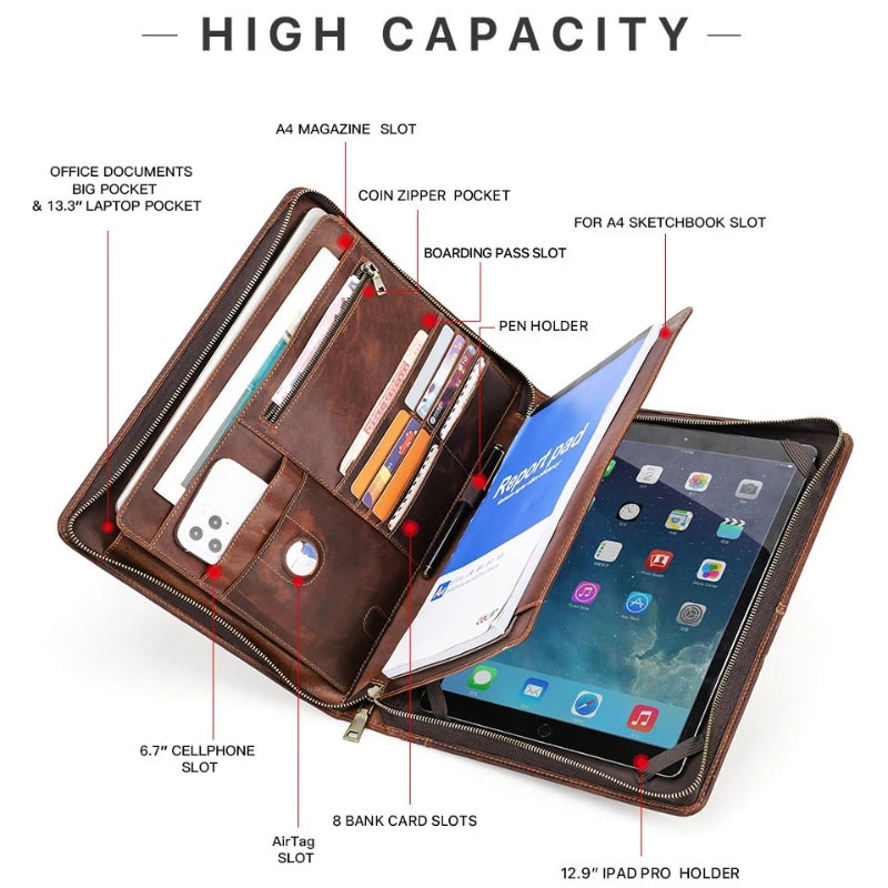 Northbound Leather Portfolio Briefcase — Document Organiser & Travel Folio