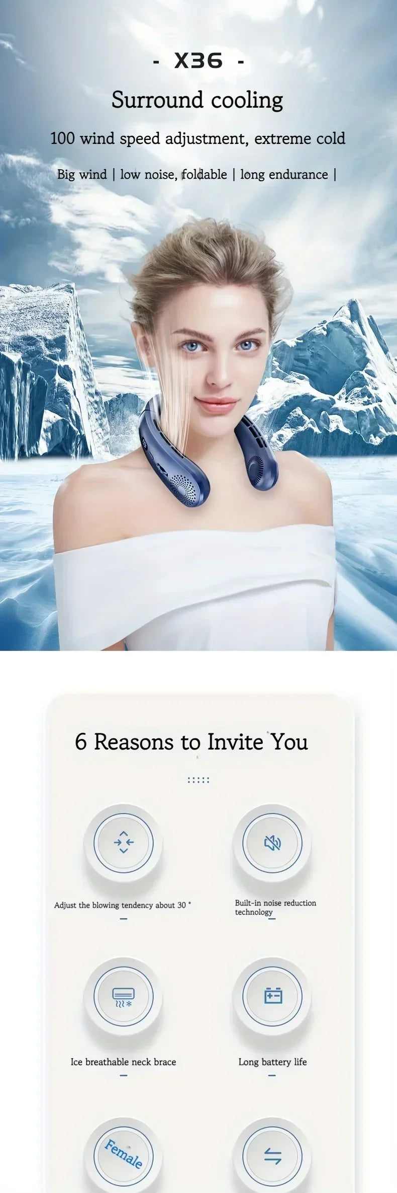 Northbound Wearable Neck Fan — Hands-Free 5-Speed Portable Cooling Fan