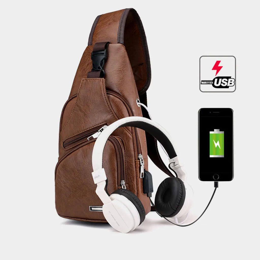 PU Leather Crossbody Bag — Multi-Pocket Outdoor Shoulder Bag