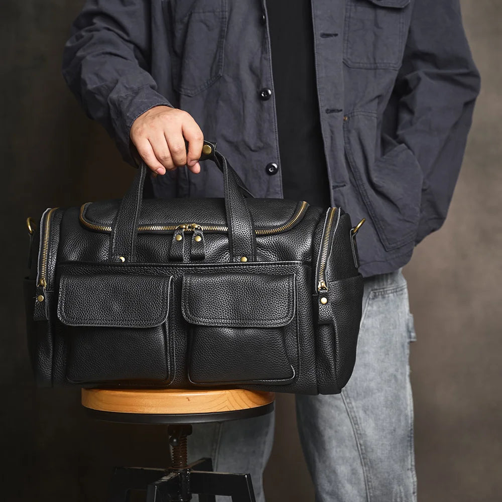Vintage Leather Travel Messenger Bag