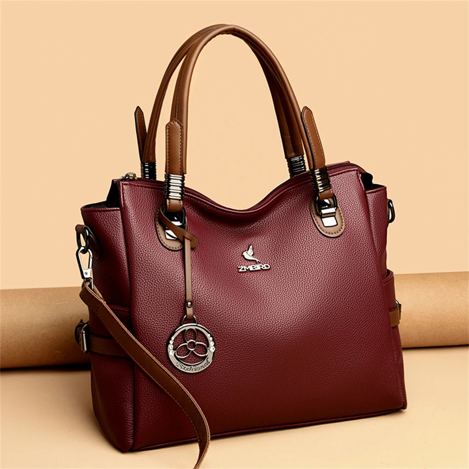 Women's Genuine Leather Crossbody Shoulder Bag – Large Luxury Handbag