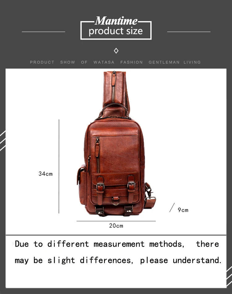 Men's Handmade Leather Chest Bag — Top-Grain Cowhide Sling