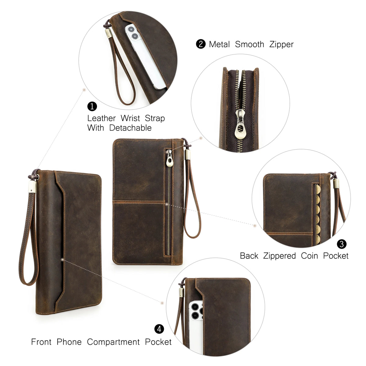 Leather Family Passport Wallet with AirTag Slot