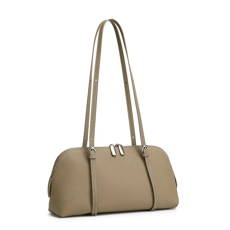 Women's Structured Leather Baguette Bag