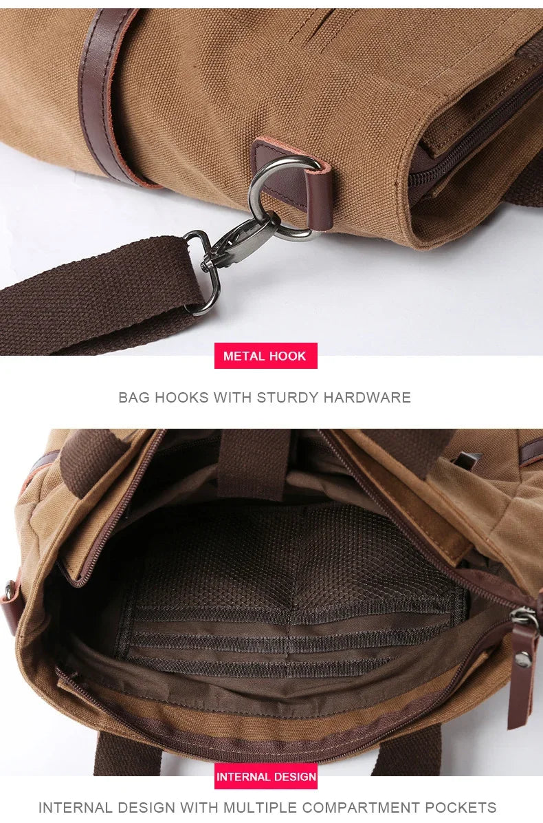 Canvas Messenger Bag for Travel & Work