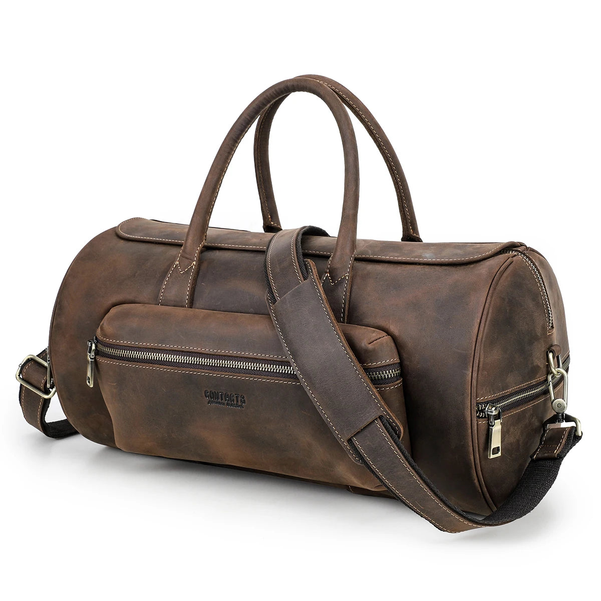 Men's Crazy Horse Leather Tote Bag – Large Travel Crossbody