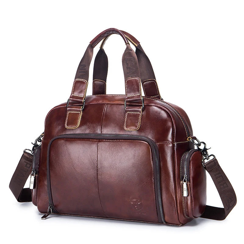 Men's Genuine Leather Briefcase – Vintage Cowhide Laptop Shoulder Bag