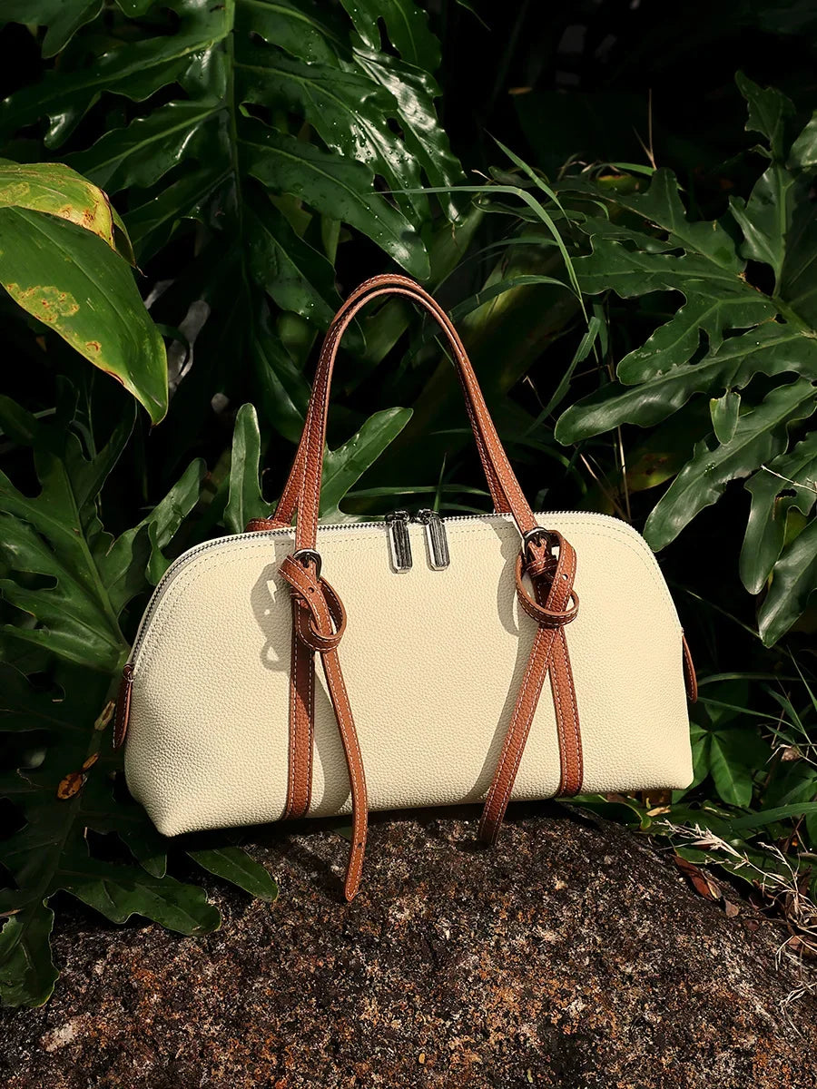 Women's Structured Leather Baguette Bag
