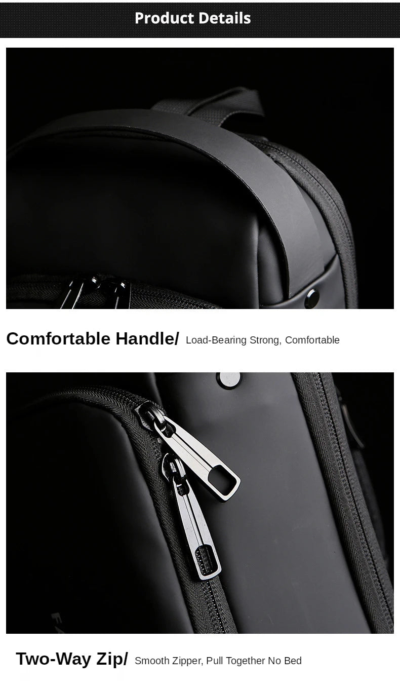 Men's Crossbody Chest Bag — Anti-Theft PU Leather Shoulder Bag