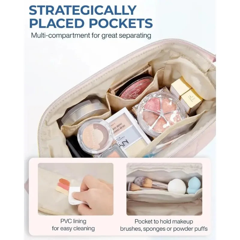 Padded Wide-Opening Travel Makeup Bag