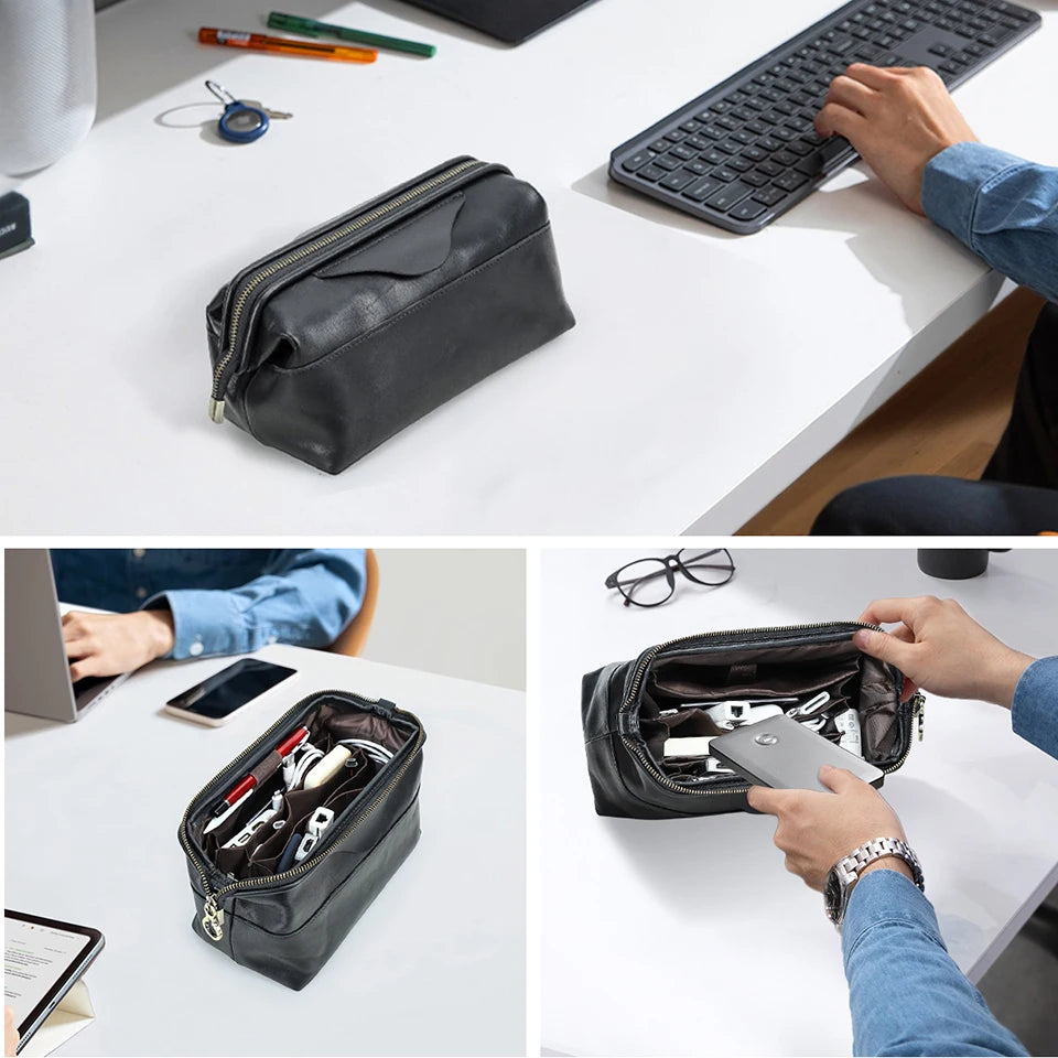 Northbound Travel Tech Clutch — Genuine Leather Cable & Accessory Organiser