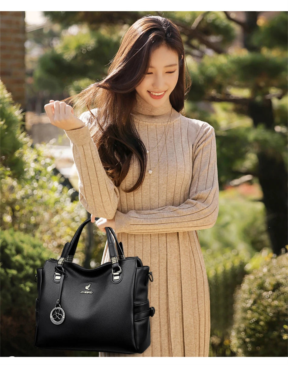 Women's Genuine Leather Crossbody Shoulder Bag – Large Luxury Handbag