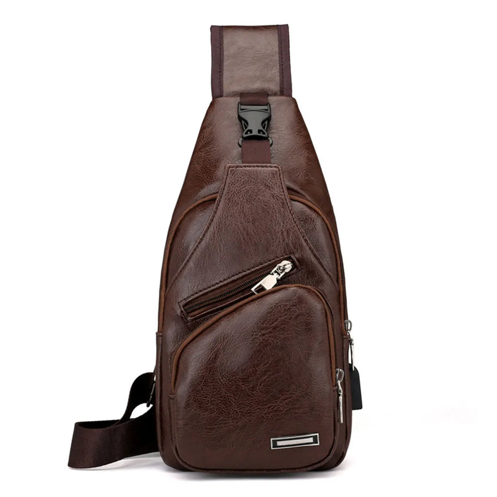 PU Leather Crossbody Bag — Multi-Pocket Outdoor Shoulder Bag