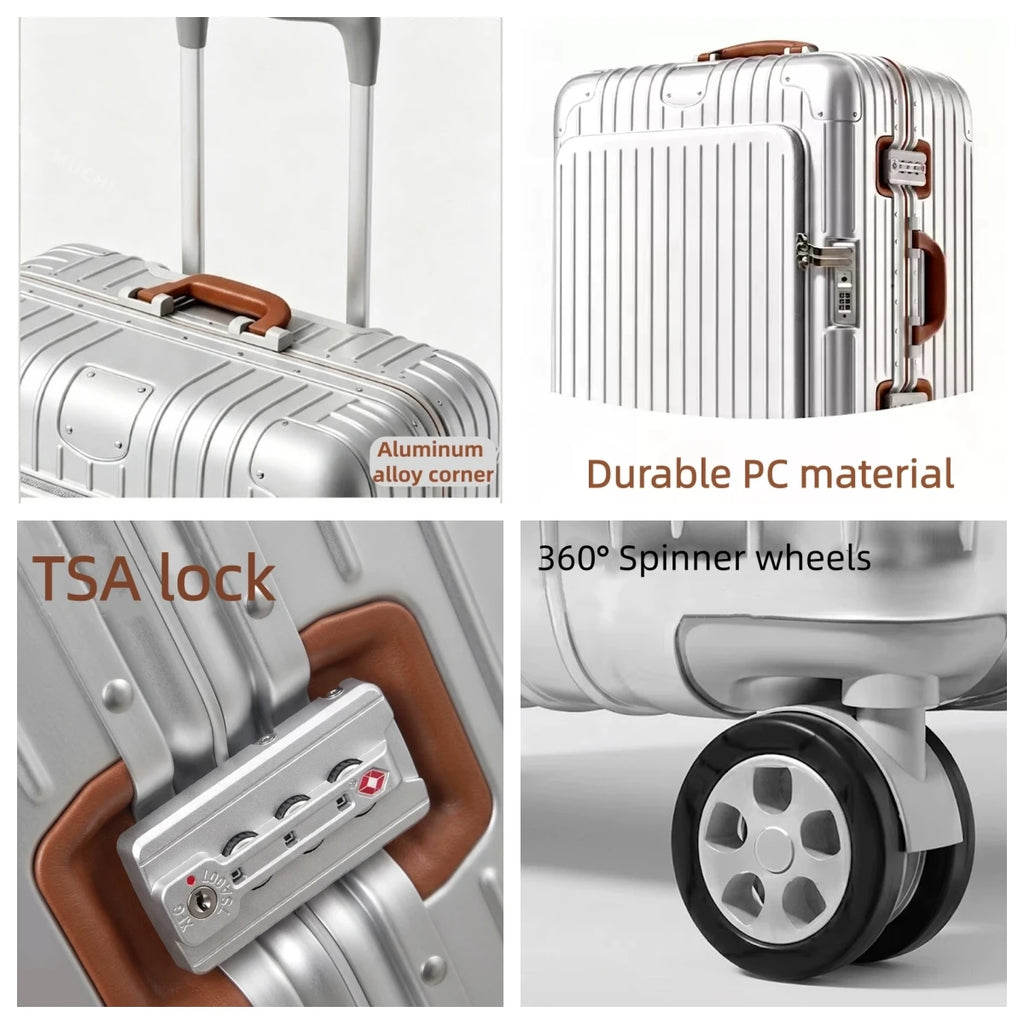 Carry-On Suitcase with Front Pocket — TSA Lock Rolling Luggage 20/24/28"