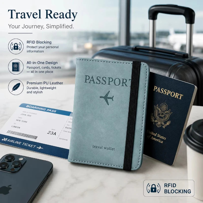 Passport Book Holder for Men & Women – Travel Wallet & Cover Case